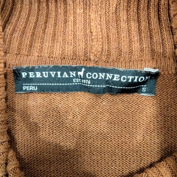 Peruvian Connection Sweater Dress Womens Small Carmel Brown Turtleneck Side Slit - Picture 6 of 11